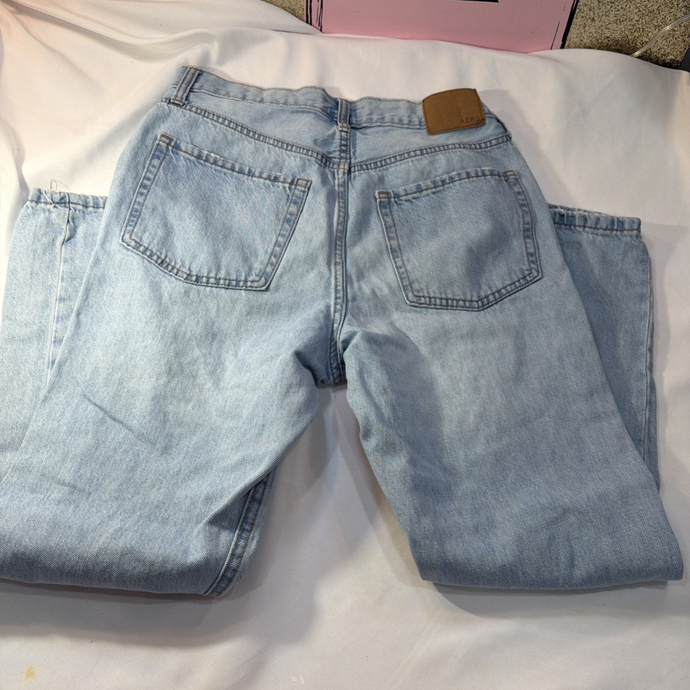 AERO Jeans Womens  8 90s SuperHigh Rise Straight Button FlyDenim Pants Light 223 - Picture 2 of 9